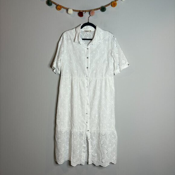 Valentina Naldi Dresses & Skirts - Valentina Naldi Italian white embroidered eyelet midi dress